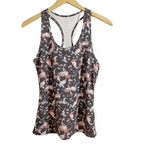 Zella Multicolor Abstract Print Racerback Tank Top, Size Small